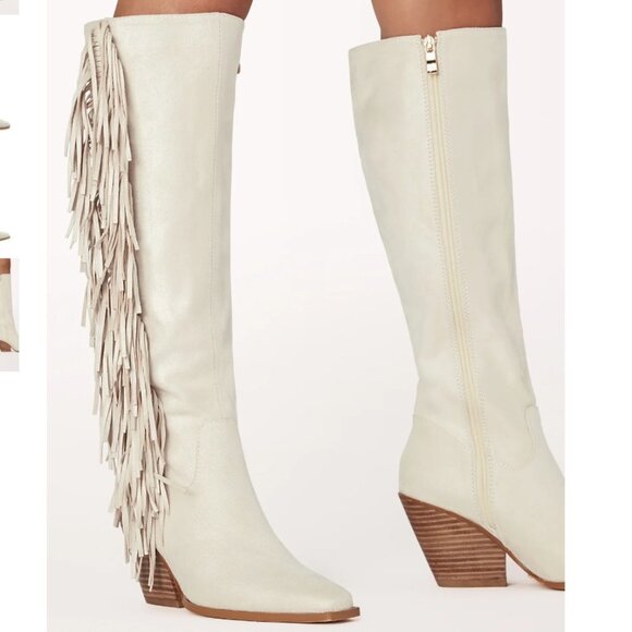 Bellini Shoes - Billini Ceylan Fringe Boot in Cream Suede Size 8